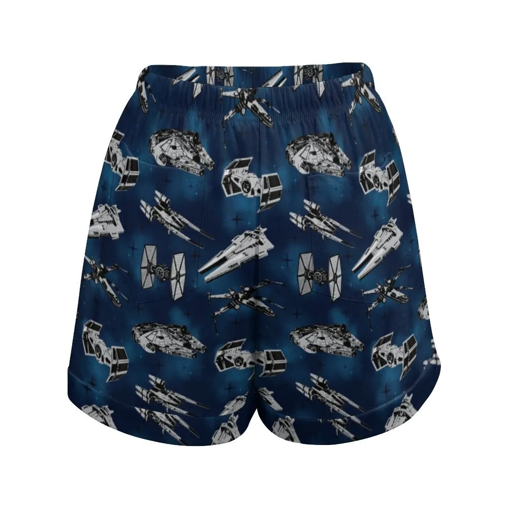 Star Wars Ships Women's High-Waisted Loose Shorts With Pockets