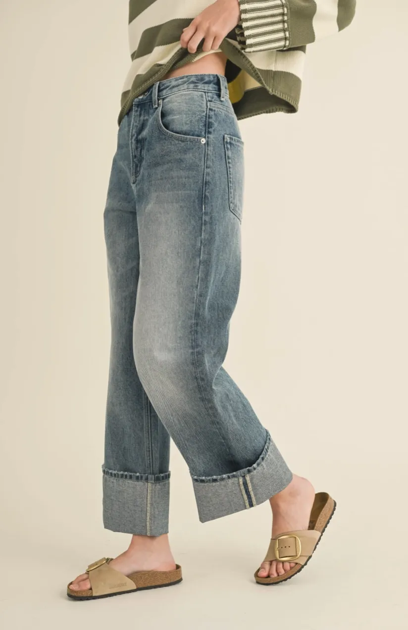 STRAIGHT LEG DENIM PANTS