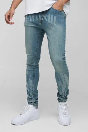 Super Skinny Renaissance Laser Print Jeans