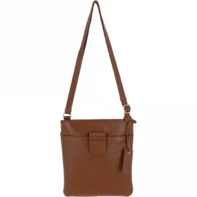 Tab Small Zip Top Leather Cross Body Bag Tan