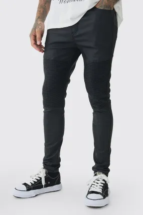 Tall Skinny Fit Coated Biker Jeans