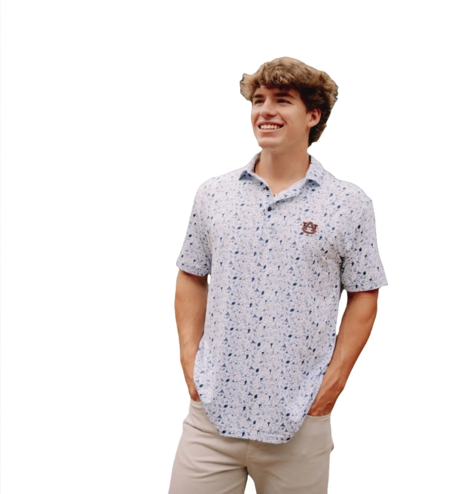 Taylor & Mick Auburn Print Polo