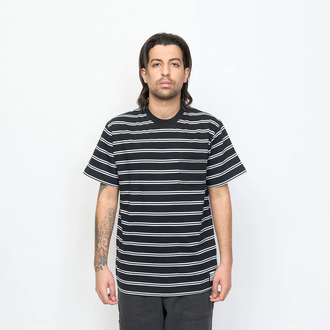 Tired Skateboards - Stamp Stripe Pocket Organic Tee (Black)