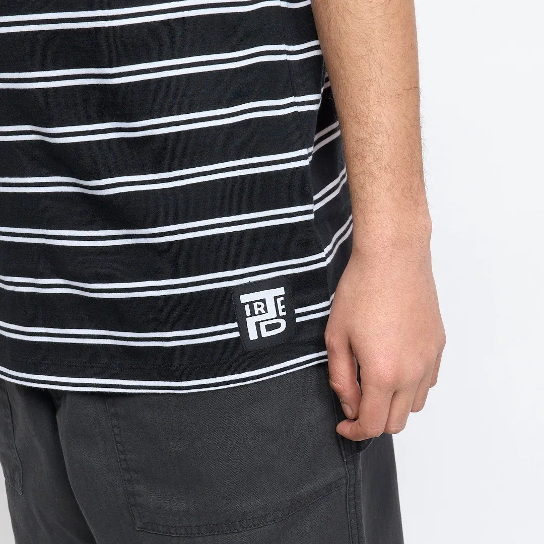 Tired Skateboards - Stamp Stripe Pocket Organic Tee (Black)