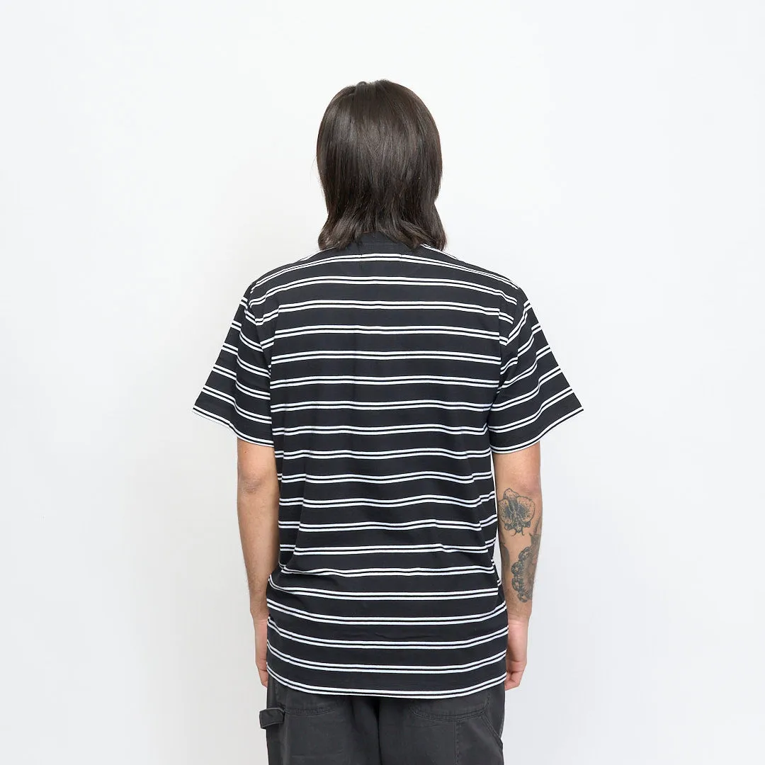 Tired Skateboards - Stamp Stripe Pocket Organic Tee (Black)