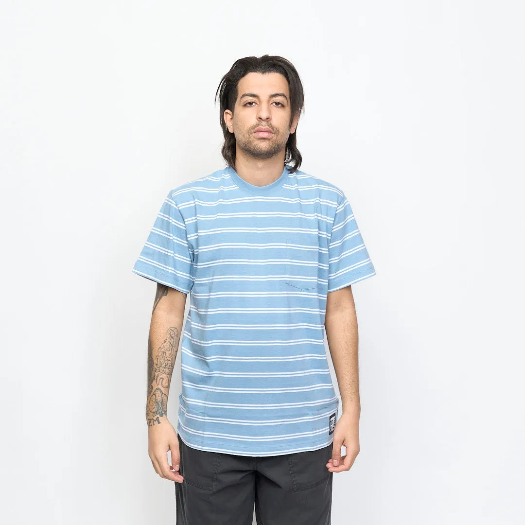 Tired Skateboards - Stamp Stripe Pocket Organic Tee (Bright Blue)