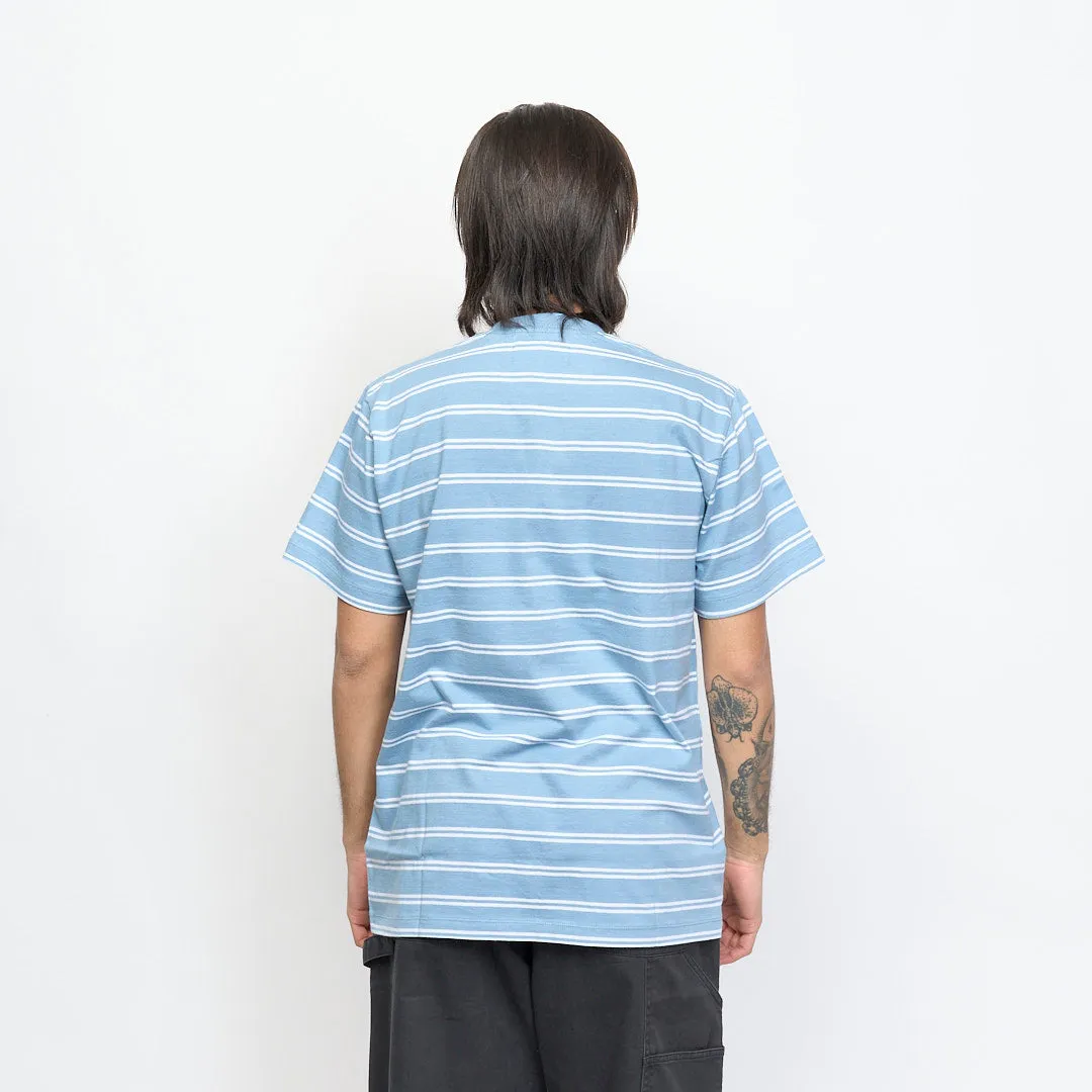 Tired Skateboards - Stamp Stripe Pocket Organic Tee (Bright Blue)