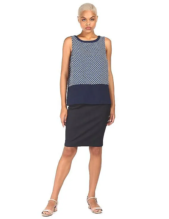 Tommy Hilfiger Women Blue Sleeveless Printed Top