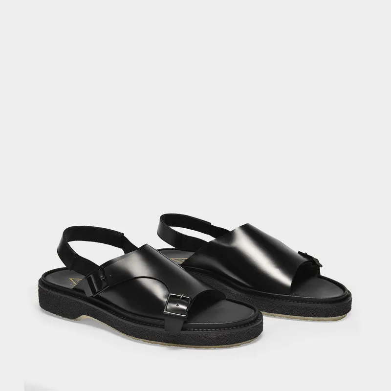 Type 140 Sandals in Black Leather