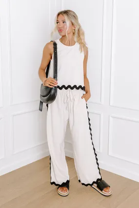 Urban Chic High Waist Wide Leg Pants in Cream