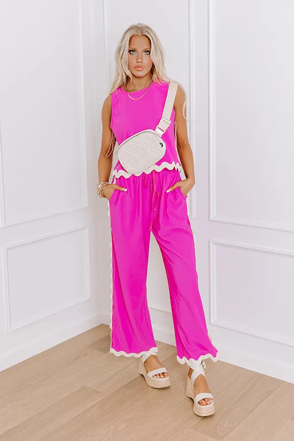 Urban Chic High Waist Wide Leg Pants in Fuchsia