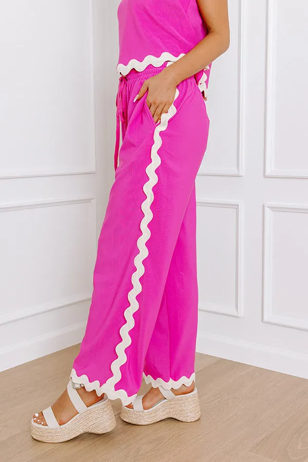 Urban Chic High Waist Wide Leg Pants in Fuchsia