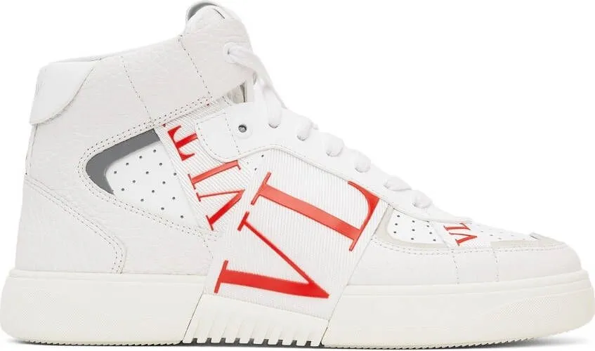 Valentino Garavani White & Red 'VL7N' High-Top Sneakers