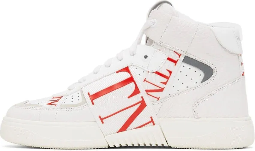 Valentino Garavani White & Red 'VL7N' High-Top Sneakers