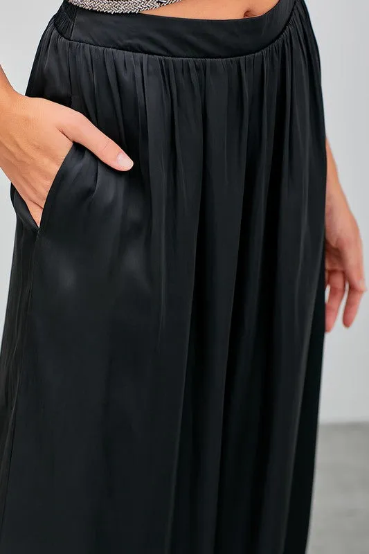 Venus Wide Leg Palazzo Pants - Black