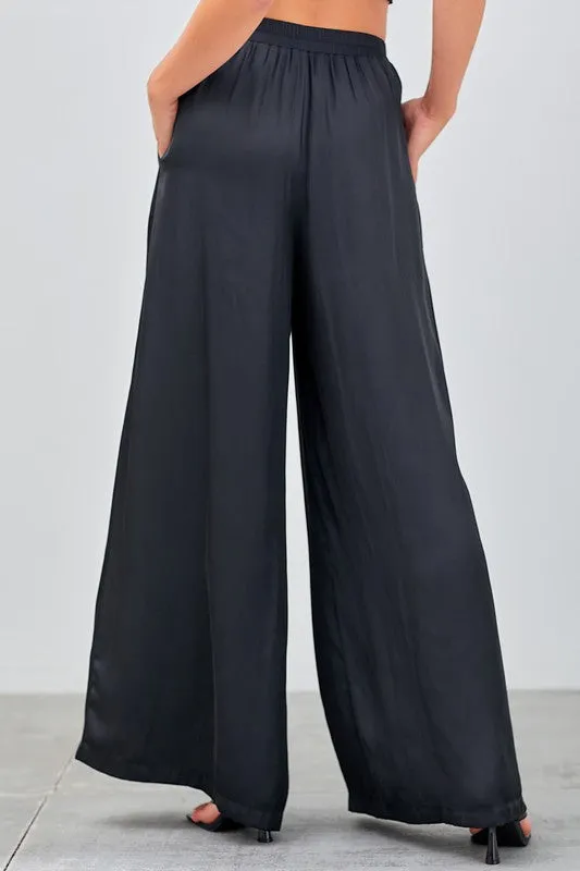 Venus Wide Leg Palazzo Pants - Black