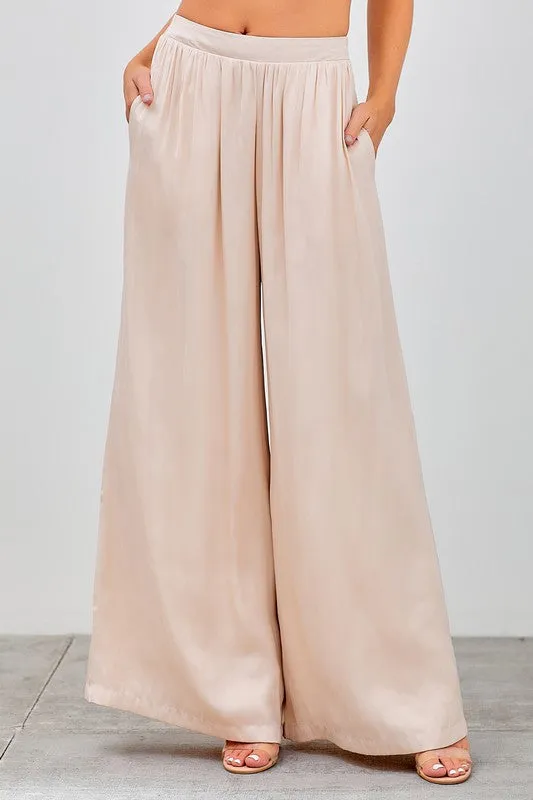 Venus Wide Leg Palazzo Pants - Eggshell