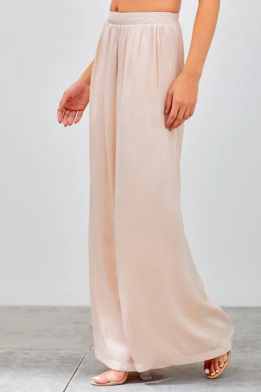 Venus Wide Leg Palazzo Pants - Eggshell