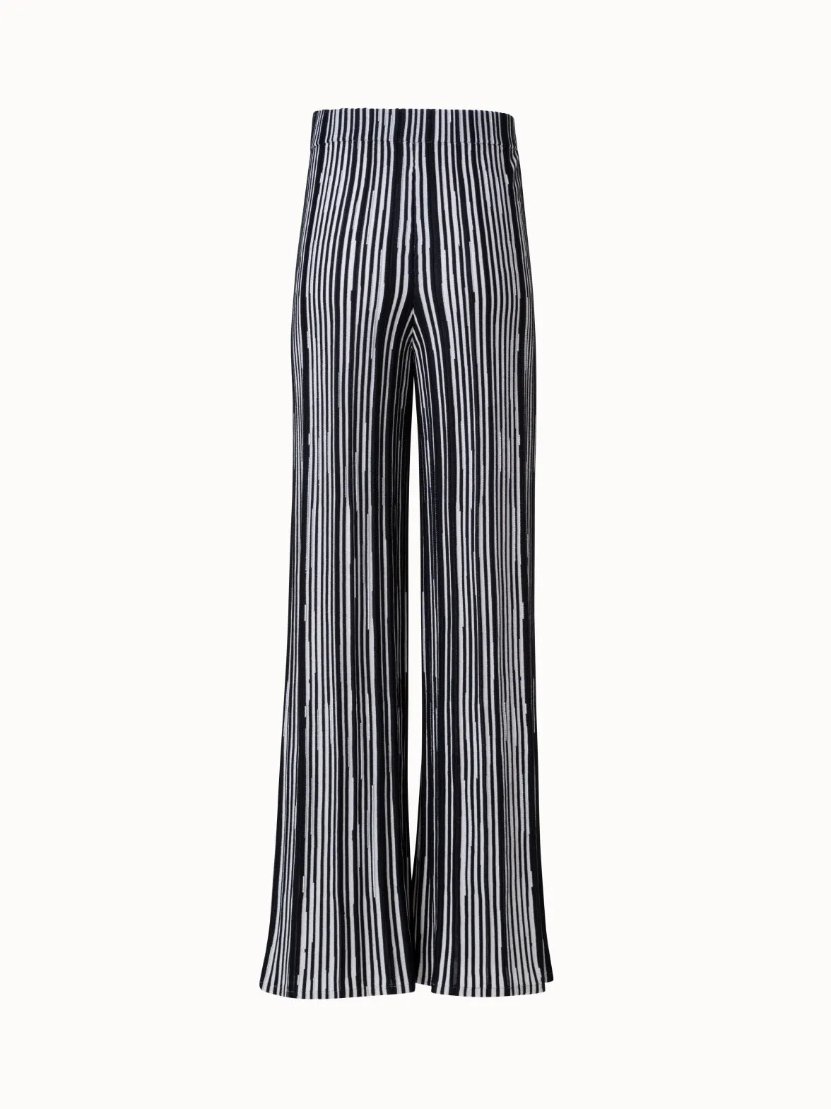 Wide Knit Pants with Asagao Stripes Jacquard in Silk Wool Blend