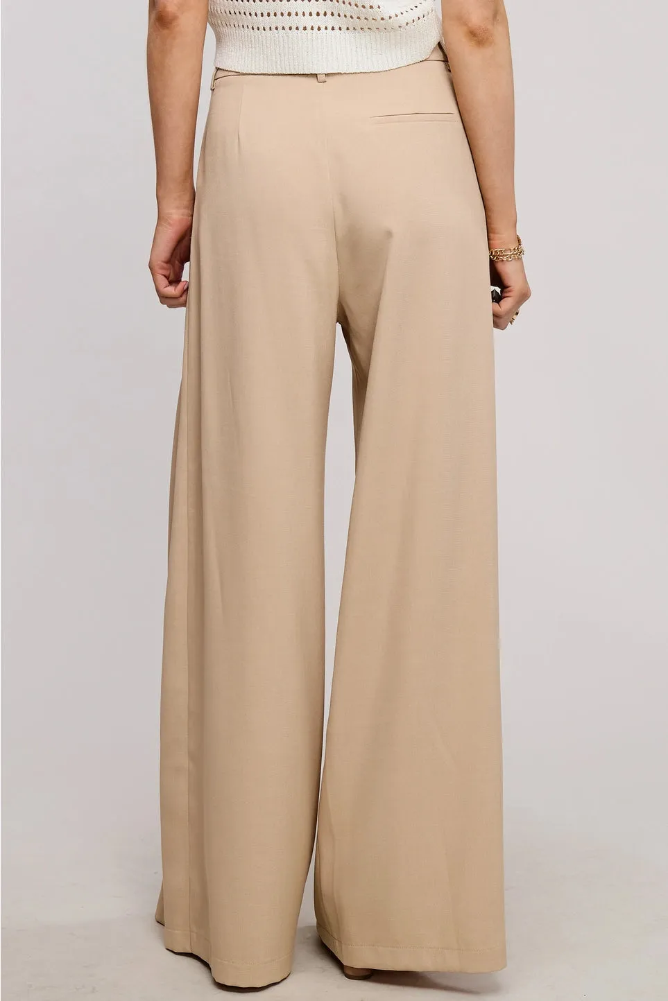 WIDE LEG PLEATED TROUSER PANTS